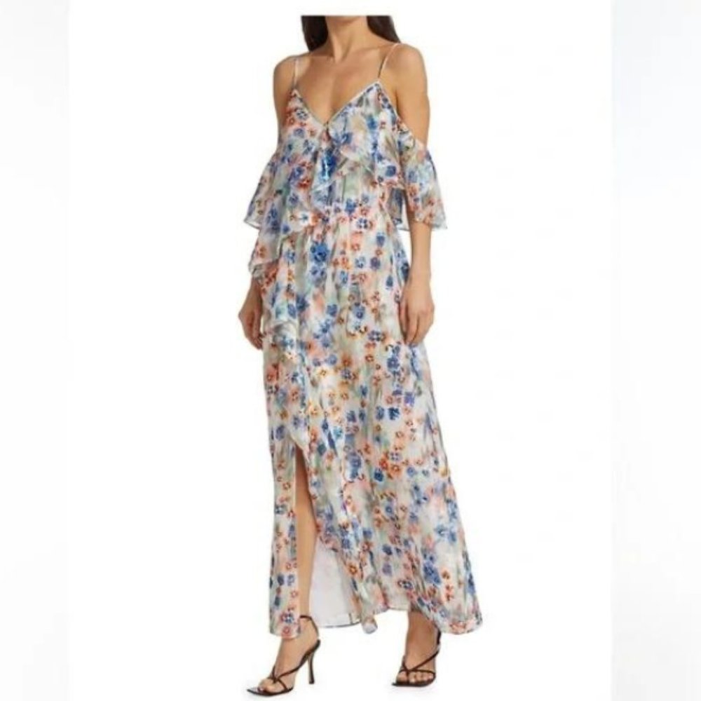 Tanya Taylor Maxi Dress Sz. 8 Blue Multicolor Floral